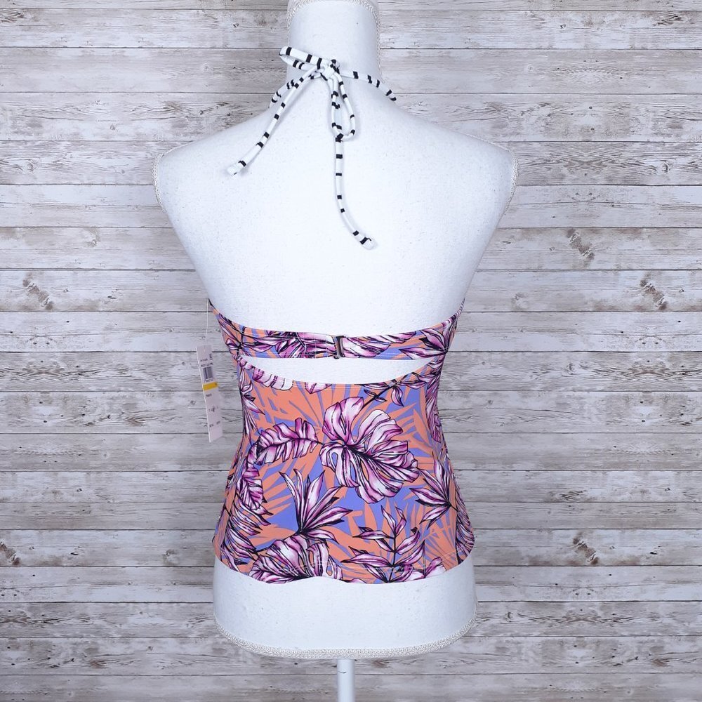 Salt & Cove Tankini Swim Suit Top M Halter Tropical Pink Purple 832 - Picture 2 of 5